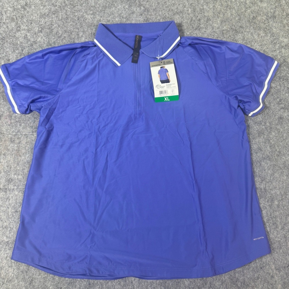 Mondetta Womens XL 1/4 Zip Short Sleeve Polo Shirt 2 Pack Mint and Blue - Picture 3 of 10